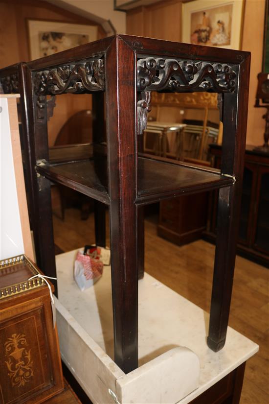 Two Chinese hardwood tables W.45cm and 41cm